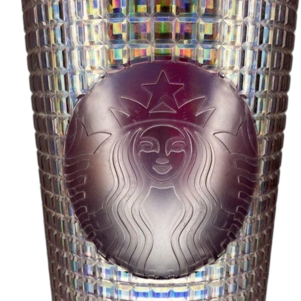 Starbucks Iridescent Pink Silver 'Bubblegum Grid' Cold Cup Tumbler 24 oz NEW